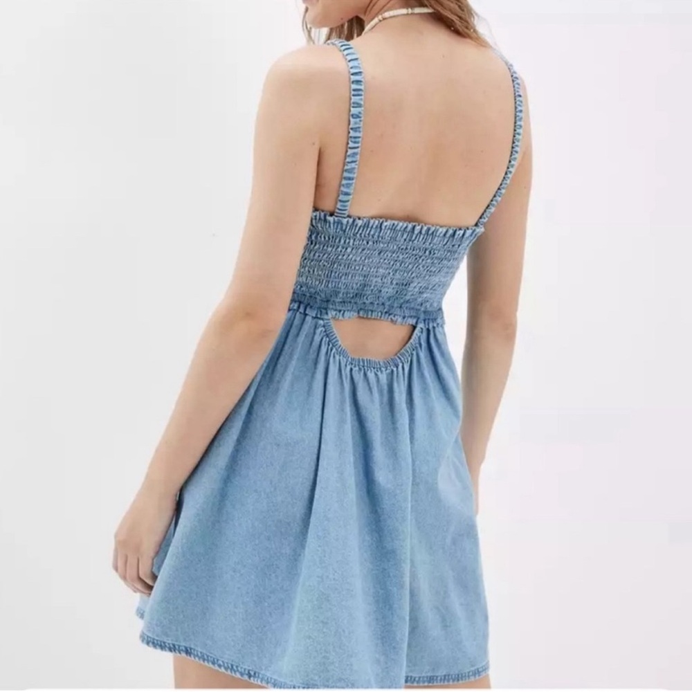 American eagle nwt smocked chambray dress with pockets size XS denim